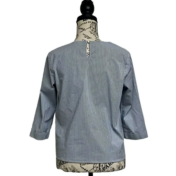 J Jill Womens Blue White Striped Boxy Lightweight Beach XS Modest 3/4 Sleeve - Picture 4 of 9